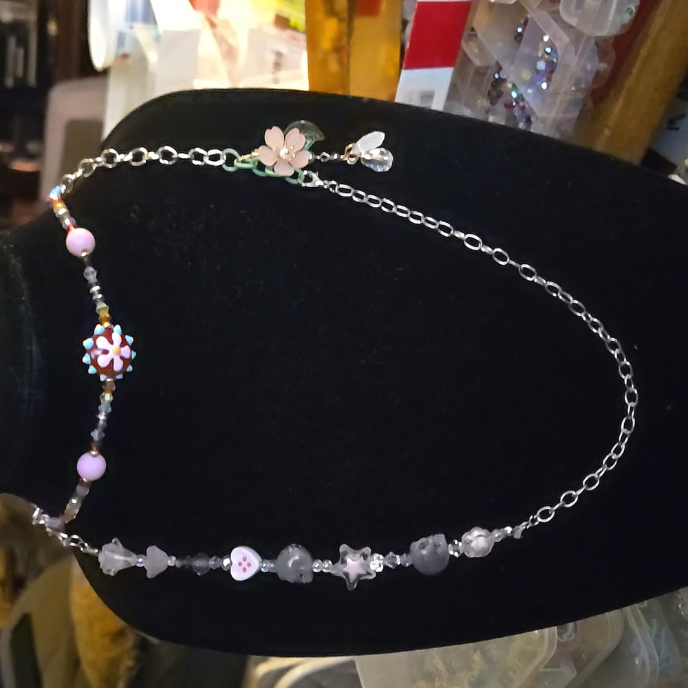 Whimsigoth Floral, Skull Choker Necklace